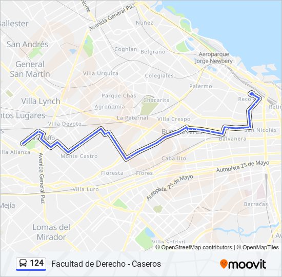 Mapa de 124 de Colectivo