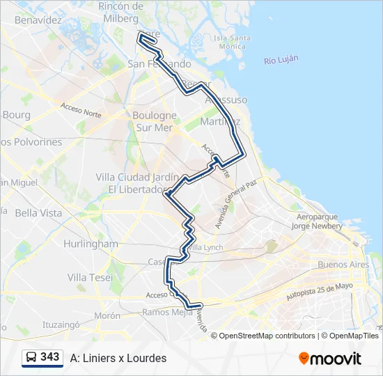 343 Colectivo Line Map