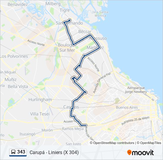 Mapa de 343 de Colectivo