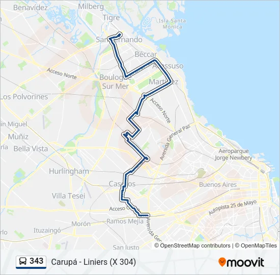 343 Colectivo Line Map