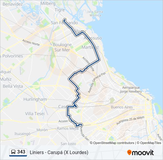 343 Colectivo Line Map