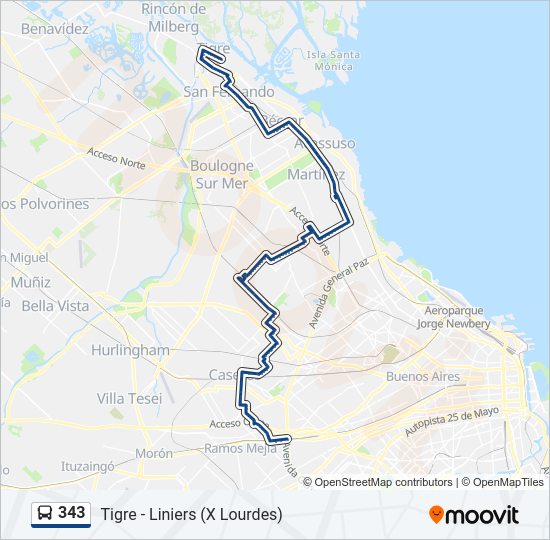 Mapa de 343 de Colectivo