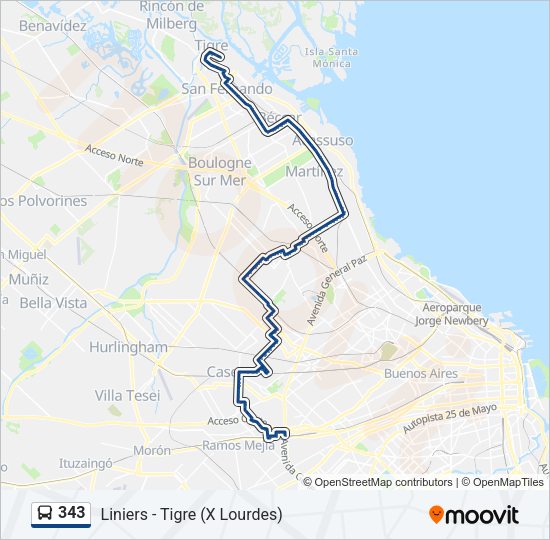 343 Colectivo Line Map