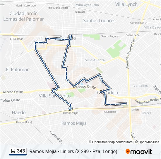 Mapa de 343 de Colectivo