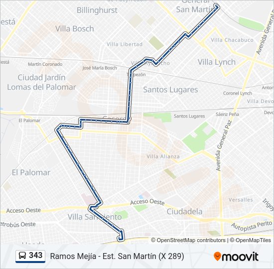 Mapa de 343 de Colectivo