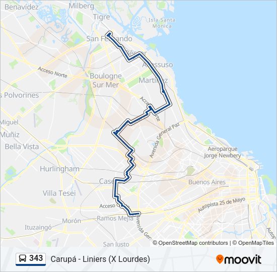 Mapa de 343 de Colectivo