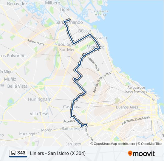 Mapa de 343 de Colectivo