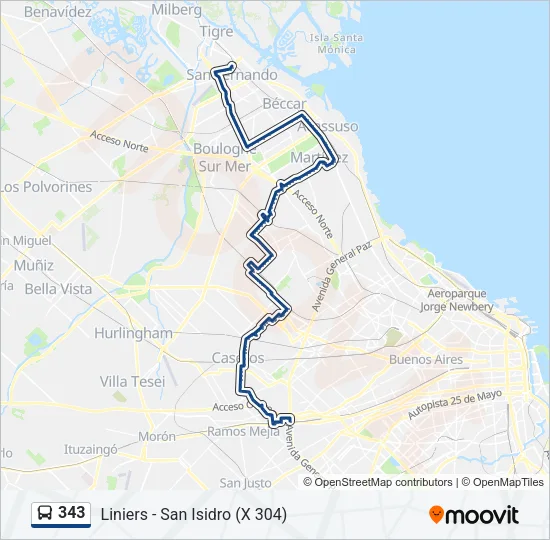 343 Colectivo Line Map