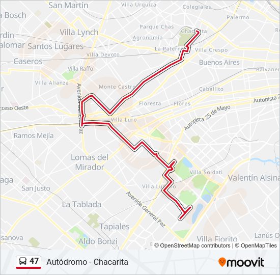 47 Colectivo Line Map