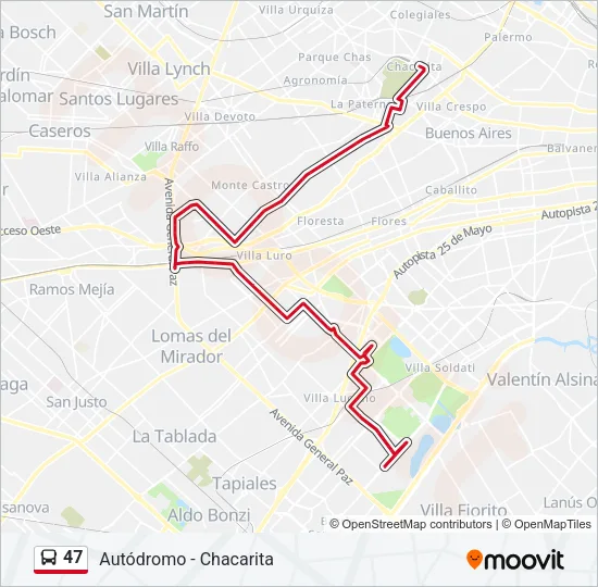 47 Colectivo Line Map