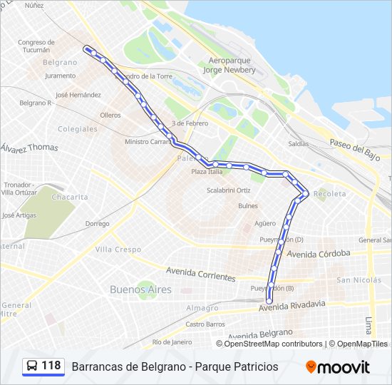 Mapa de 118 de Colectivo