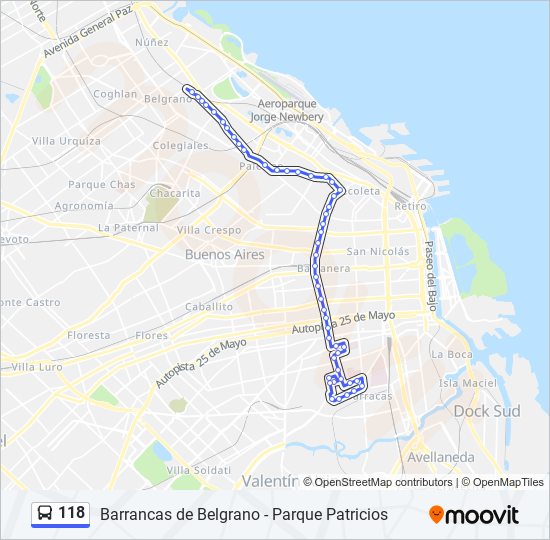 Mapa de 118 de Colectivo