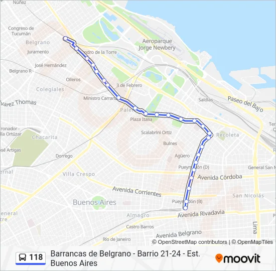 118 Colectivo Line Map