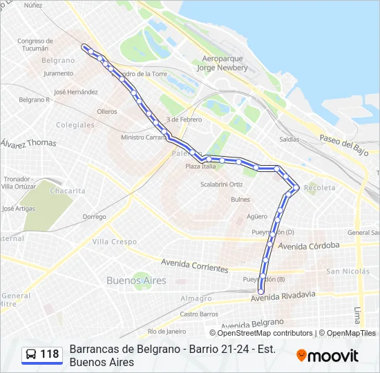 118 Colectivo Line Map