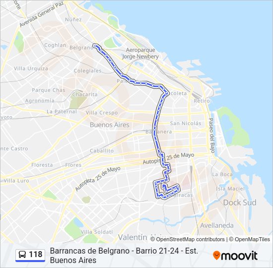 Mapa de 118 de Colectivo