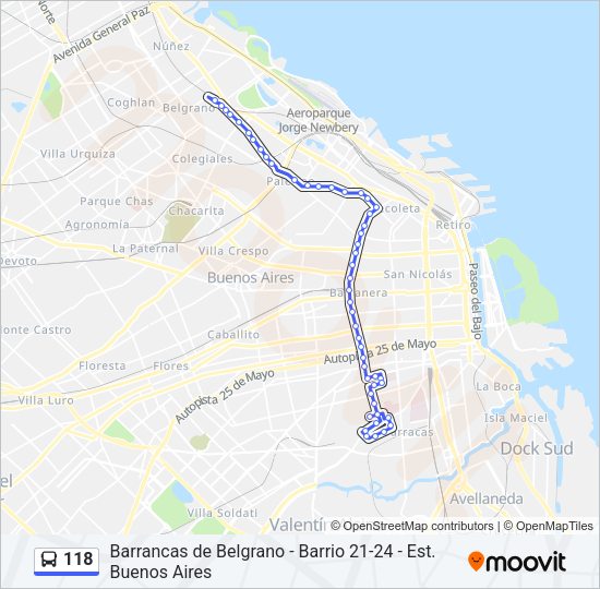 118 Colectivo Line Map