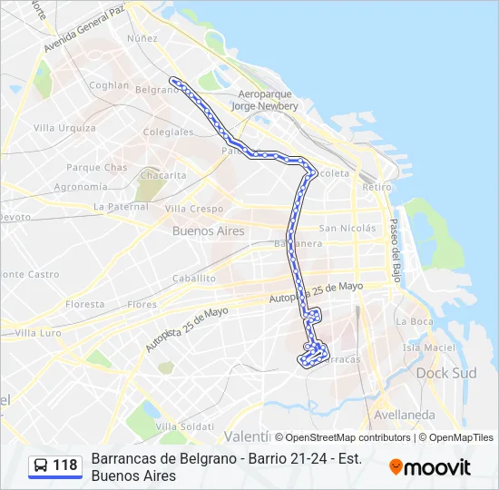 118 Colectivo Line Map