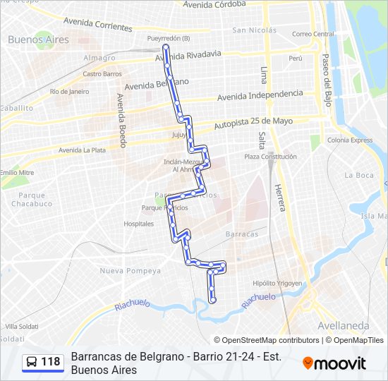 118 Colectivo Line Map