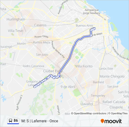 86 Colectivo Line Map