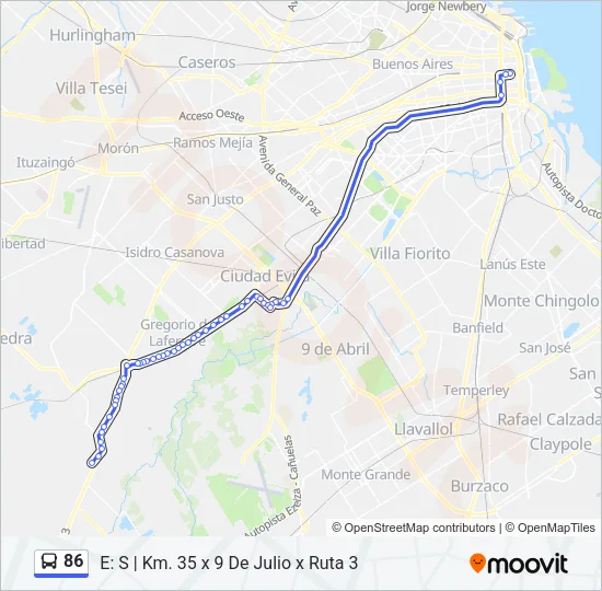 86 Colectivo Line Map