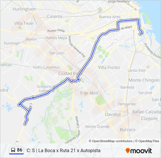 86 Colectivo Line Map