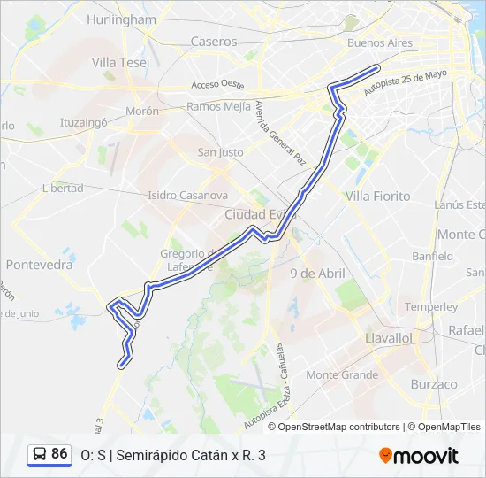 86 Colectivo Line Map