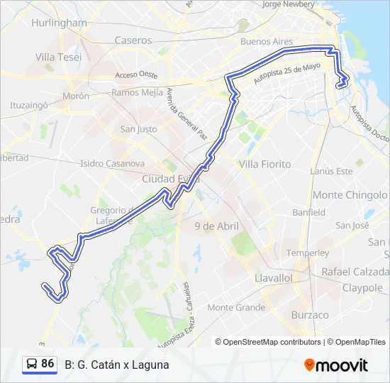 86 Colectivo Line Map