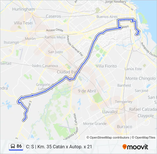 86 Colectivo Line Map