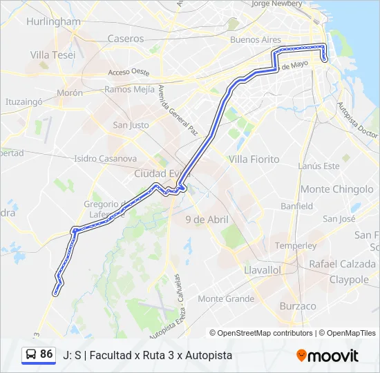 86 Colectivo Line Map