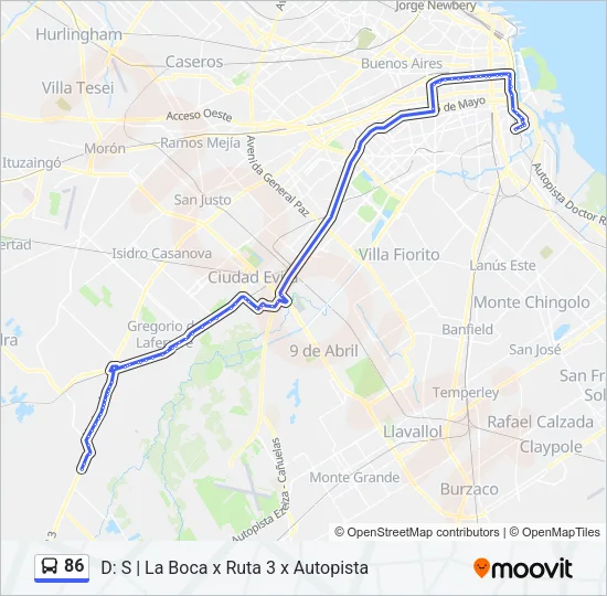 86 Colectivo Line Map