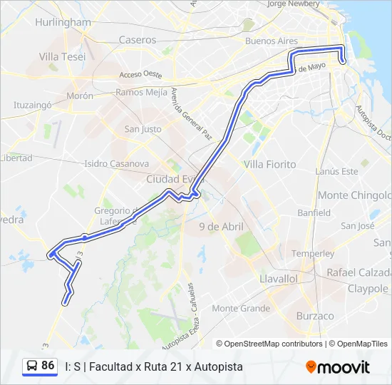 86 Colectivo Line Map