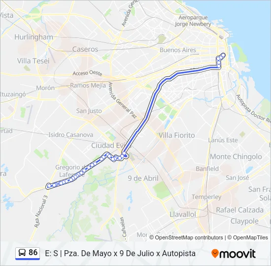 86 Colectivo Line Map