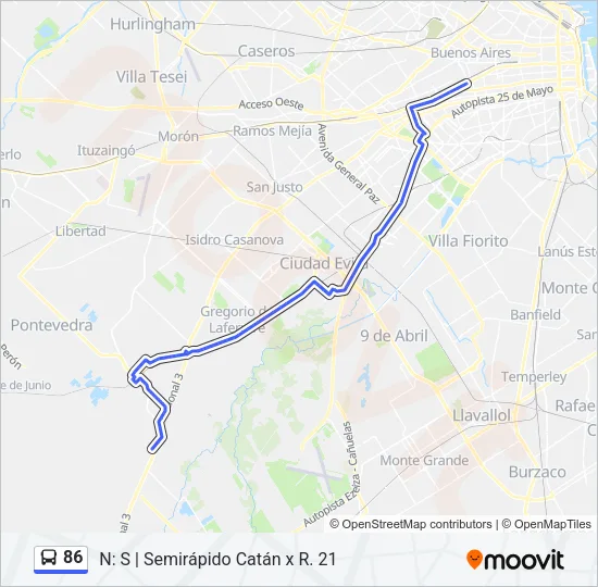 86 Colectivo Line Map