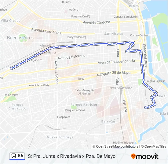 86 Colectivo Line Map