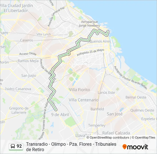 92 Colectivo Line Map