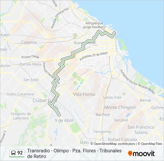 92 Colectivo Line Map