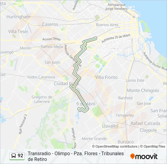 92 Colectivo Line Map