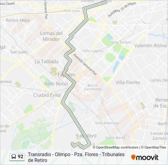 92 Colectivo Line Map