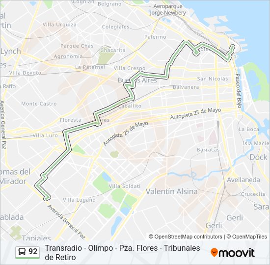 92 Colectivo Line Map