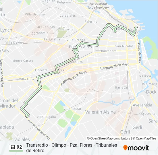 92 Colectivo Line Map