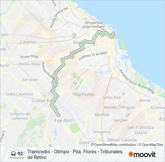 92 Colectivo Line Map