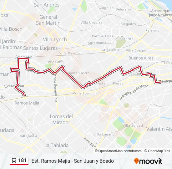 Mapa de 181 de Colectivo