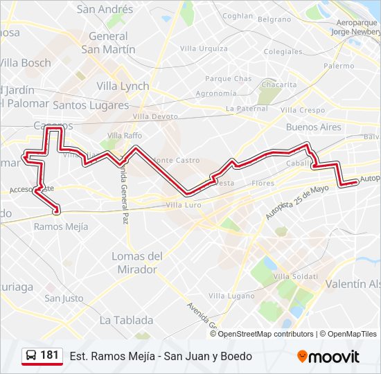 Mapa de 181 de Colectivo