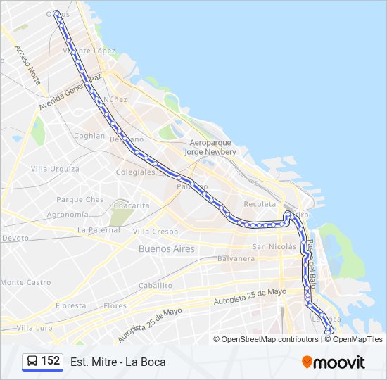 Ruta 152: horarios, paradas y mapas - Est. Mitre - La Boca