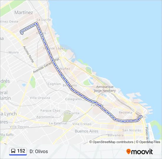 152 Colectivo Line Map