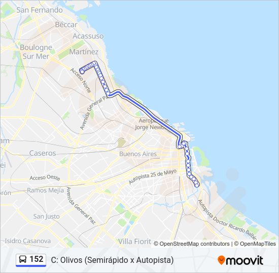 Mapa de 152 de Colectivo