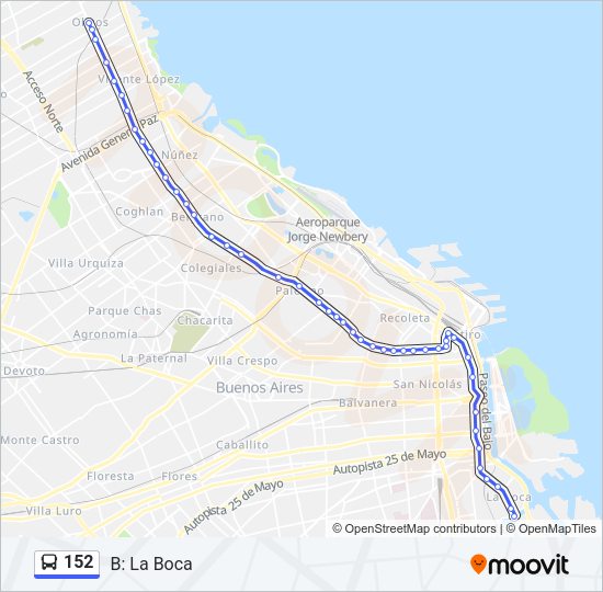 152 Colectivo Line Map