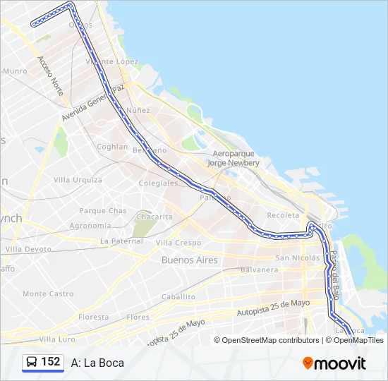 152 Colectivo Line Map