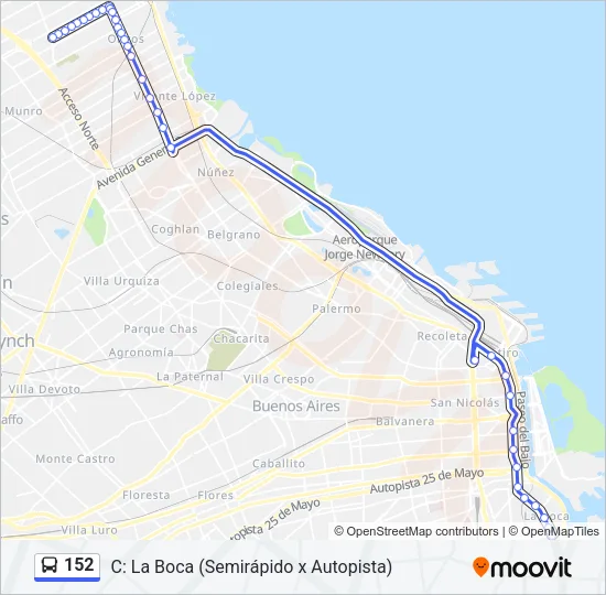 152 Colectivo Line Map