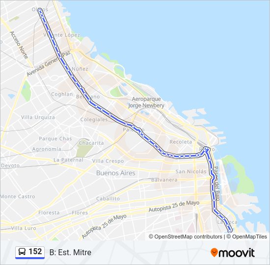 Mapa de 152 de Colectivo